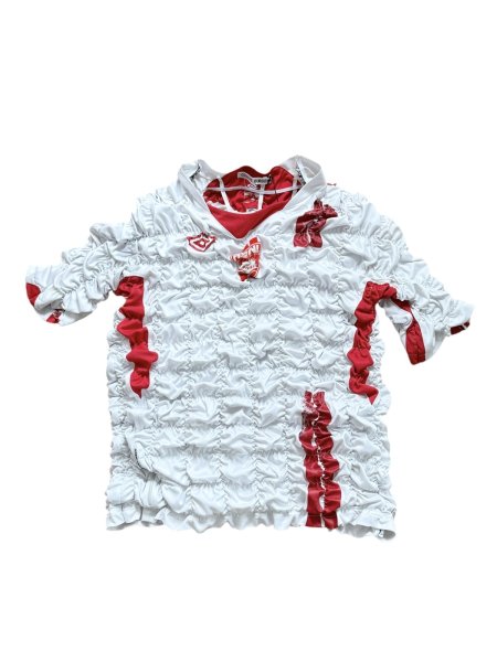 画像1: CELESTE BURGOYNE - THE RUCHED SPORTS TEE バブルスポーツTシャツ - WHITE x RED (1)