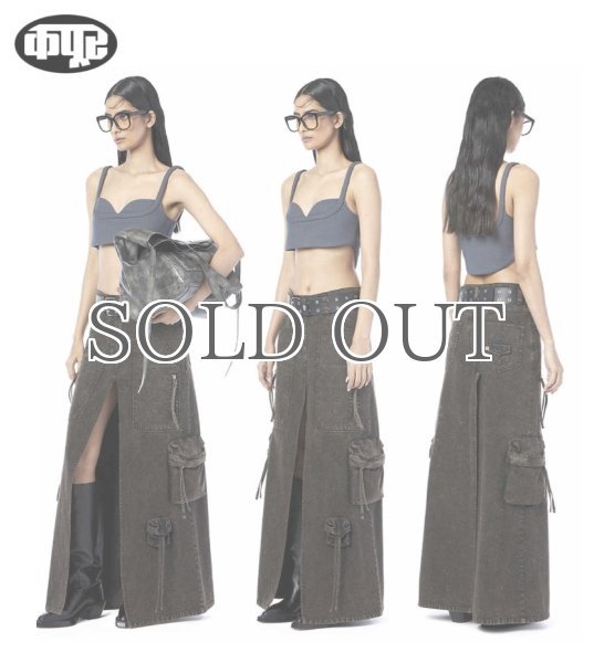 画像5: DHRUV KAPOOR - Split Cargo Skirt カーゴデニムロングスカート - Brown (5)