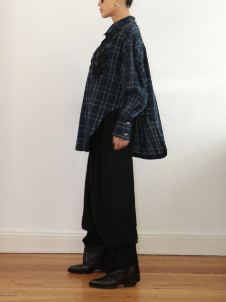 画像18: DHRUV KAPOOR - Handcrafted Scooped Hem Shirt  スパンコール刺繍チェックシャツ (18)