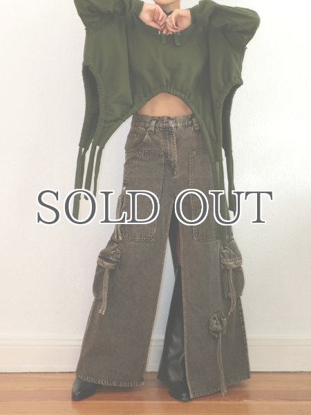 画像11: DHRUV KAPOOR - Split Cargo Skirt カーゴデニムロングスカート - Brown (11)