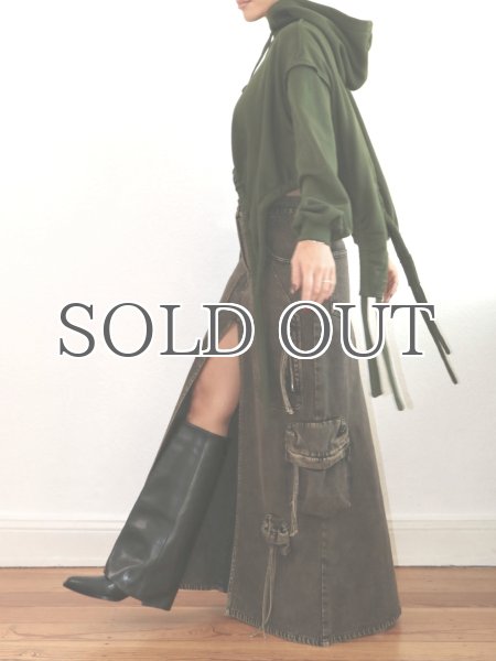 画像14: DHRUV KAPOOR - Split Cargo Skirt カーゴデニムロングスカート - Brown (14)