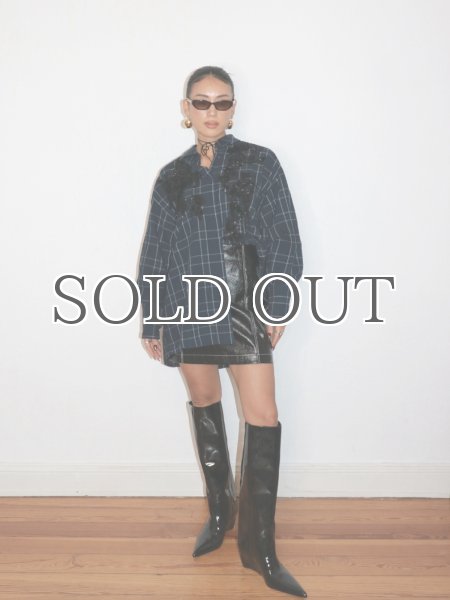 画像20: DHRUV KAPOOR - Handcrafted Scooped Hem Shirt  スクープヘム ビーズ刺繍チェックシャツ (20)