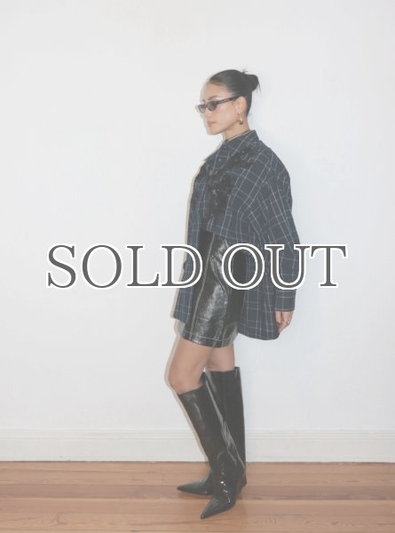 画像14: DHRUV KAPOOR - Handcrafted Scooped Hem Shirt  スクープヘム ビーズ刺繍チェックシャツ (14)