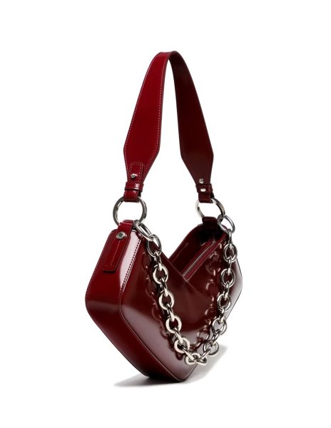 画像1: DIENÉE - VENERE CUBE SMALL  キューブ型セミパテントレザーバッグ - Burgundy Semi Patent Leather (1)