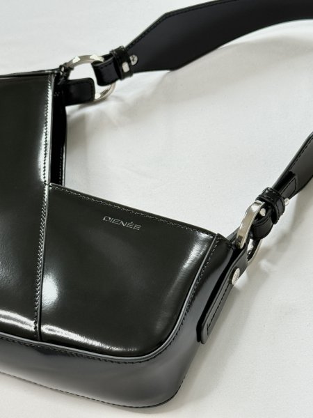 画像6: DIENÉE - VENERE CUBE  キューブ型セミパテントレザーバッグ - Black Semi Patent Leather (6)
