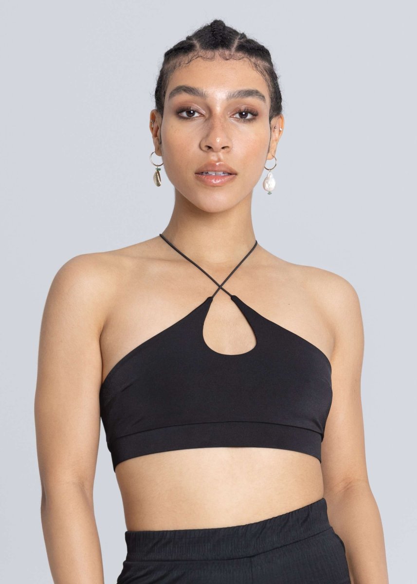 画像1: ESTHE  - Cross Cut Bralette クロスカットブラトップ - Black (1)