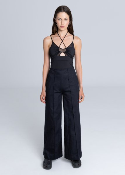 画像6: ESTHE - Contrast Layered Bodysuit  レイヤード ボディスーツ - Black (6)