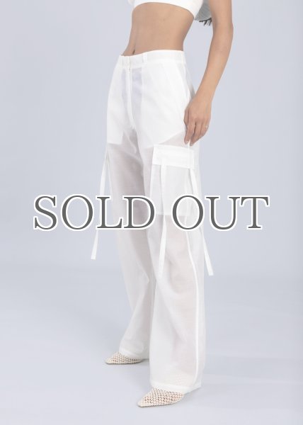 画像2: ESTHE  - Organza Cargo Trousers オーガンジートラウザーパンツ - Off White (2)