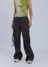 画像2: ESTHE  - Organza Cargo Trousers オーガンジートラウザーパンツ - Black (2)