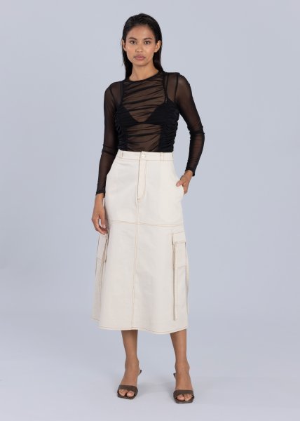 画像5: 【30%OFF】［ESTHE］Gathered Mesh Long Sleeve Bodysuit  ギャザーメッシュボディスーツ - Black (5)