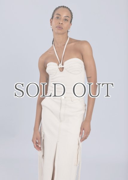 画像2: ESTHE - Denim Cut-Out Tube Top  ホルターネックデニムチューブトップ - Off White (2)