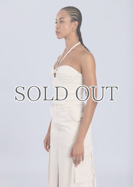画像3: ESTHE - Denim Cut-Out Tube Top  ホルターネックデニムチューブトップ - Off White (3)