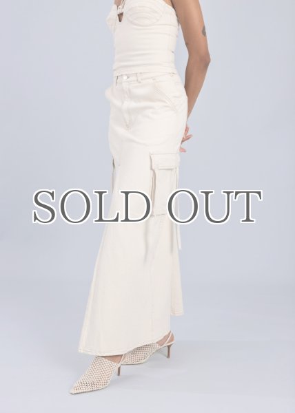 画像3: ESTHE - Denim Cargo Maxi Skirt  カーゴデニムロングスカート - Off White (3)