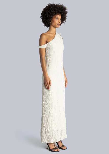 画像4: 【40%OFF】［ESTHE］ONE SHOULDER JACQUARD MAXI DRESS  ジャガードワンショルダーマキシドレス - OFF WHITE (4)