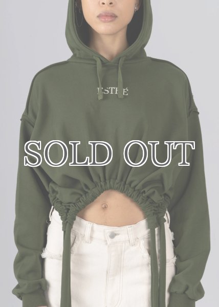 画像2: ESTHE - Organic Ribbon Hoodie  リボンクロップフーディー - Khaki (2)