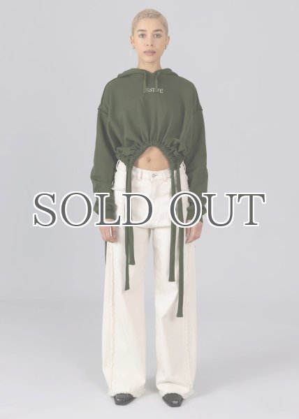 画像6: ESTHE - Organic Ribbon Hoodie  リボンクロップフーディー - Khaki (6)