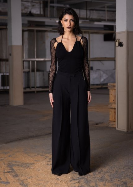 画像5: 【40%OFF】［ESTHE］Sheer Lace Sleeves Top  レーススリーブトップ - Black (5)