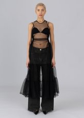 画像2: ESTHE - Tiered Tulle Cut-Out Maxi Dress チュールロングドレス - Black (2)