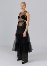 画像3: ESTHE - Tiered Tulle Cut-Out Maxi Dress チュールロングドレス - Black (3)