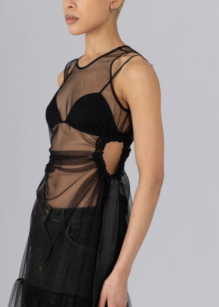 画像5: 【40%OFF】［ESTHE］Tiered Tulle Cut-Out Maxi Dress チュールロングドレス - Black (5)