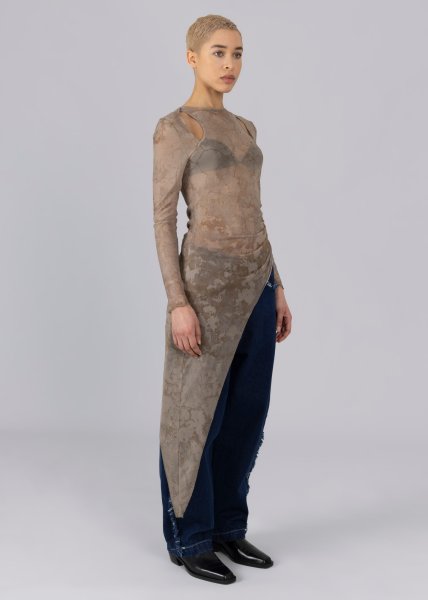 画像5: 【40%OFF】［ESTHE］Cut-Out Mesh Asymmetric Top  カットアウトアシンメトリートップ - Brown Moonstone (5)