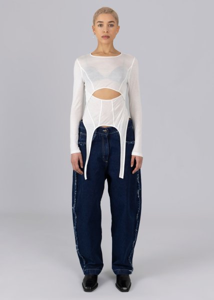 画像6: ESTHE - Layered Cut-Out Jersey Top  レイヤードカットアウトトップ - Off White (6)