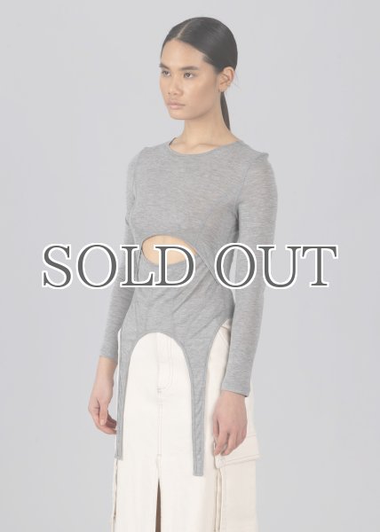 画像3: ［ESTHE］Layered Cut-Out Jersey Top  レイヤードカットアウトトップ - Grey (3)