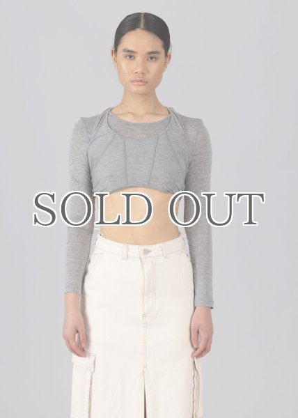 画像5: ［ESTHE］Layered Cut-Out Jersey Top  レイヤードカットアウトトップ - Grey (5)