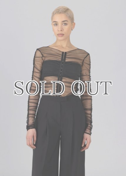 画像2: ［ESTHE］Fully Gathered Tulle Bodysuit ギャザーチュールボディスーツ - Black (2)