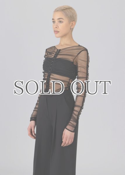 画像3: ［ESTHE］Fully Gathered Tulle Bodysuit ギャザーチュールボディスーツ - Black (3)