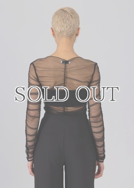 画像4: ［ESTHE］Fully Gathered Tulle Bodysuit ギャザーチュールボディスーツ - Black (4)