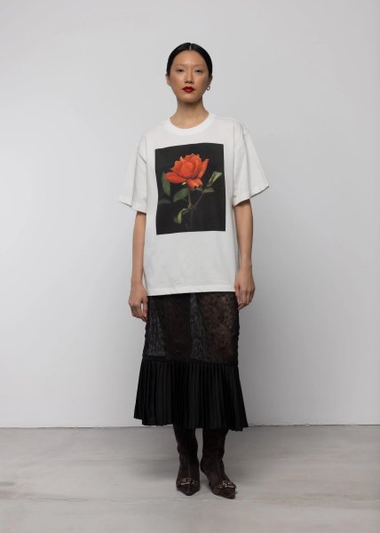 画像5: 【12月下旬発送】［ESTHE］Rose Print Cotton T-Shirt  -  WHITE (5)