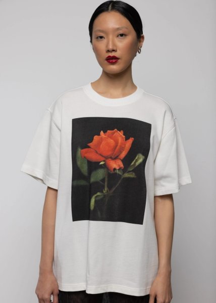 画像3: 【12月下旬発送】［ESTHE］Rose Print Cotton T-Shirt  -  WHITE (3)