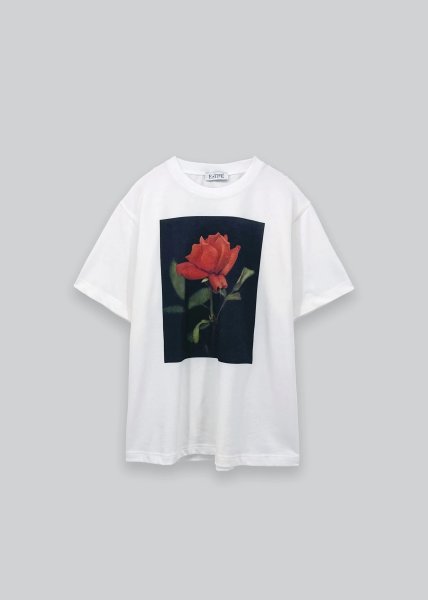 画像2: 【12月下旬発送】［ESTHE］Rose Print Cotton T-Shirt  -  WHITE (2)