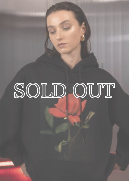 画像9: ［ESTHE］Rose Print Cotton Hoodie - Black (9)