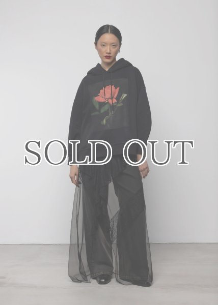 画像4: ［ESTHE］Rose Print Cotton Hoodie - Black (4)