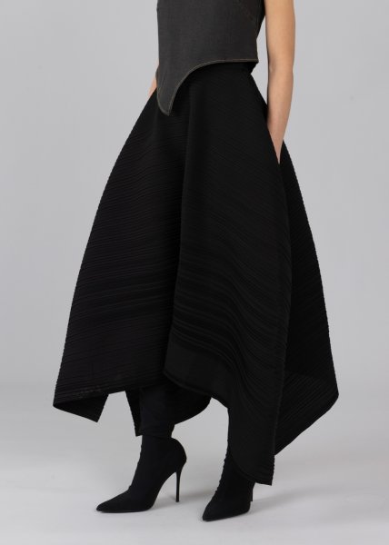 画像5: 【40%OFF】［ESTHE］Asymmetrical Pleated Skirt  アシンメトリープリーツスカート - Black (5)