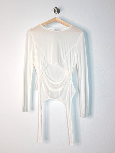 画像9: ESTHE - Layered Cut-Out Jersey Top  レイヤードカットアウトトップ - Off White (9)