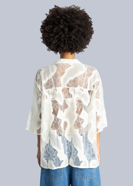 画像8: 【40%OFF】［ESTHE］OVER SIZED SHEER LACE SHIRT  オーバーサイズシアーシャツ - CREAM WHITE (8)