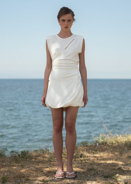 画像4: 【40%OFF】［ESTHE］CUT OUT MINI DRESS  カットアウトミニドレス - OFF WHITE (4)