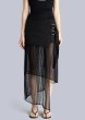 画像1: ESTHE - PLEATED ASYMMETRIC MIDI SKIRT  アシンメトリーラップスカート - BLACK (1)