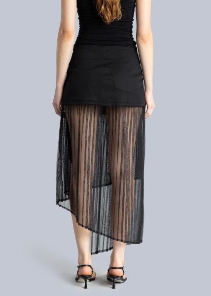 画像5: ESTHE - PLEATED ASYMMETRIC MIDI SKIRT  アシンメトリーラップスカート - BLACK (5)
