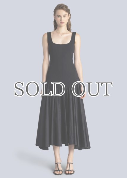 画像3: ESTHE - Ribbed Cotton-Poplin Midi Dress/異素材ミックスワンピース - Black (3)