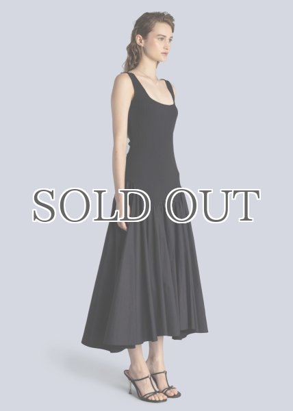 画像5: ESTHE - Ribbed Cotton-Poplin Midi Dress/異素材ミックスワンピース - Black (5)