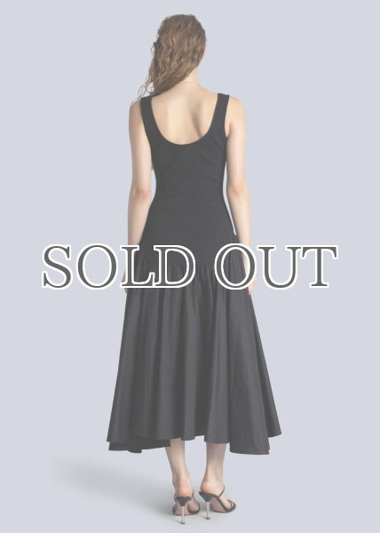 画像6: ESTHE - Ribbed Cotton-Poplin Midi Dress/異素材ミックスワンピース - Black (6)