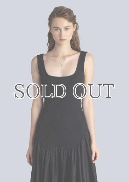 画像4: ESTHE - Ribbed Cotton-Poplin Midi Dress/異素材ミックスワンピース - Black (4)