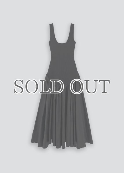 画像2: ESTHE - Ribbed Cotton-Poplin Midi Dress/異素材ミックスワンピース - Black (2)