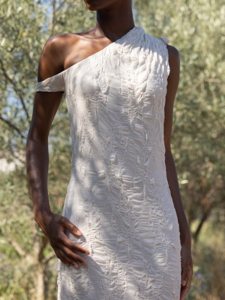 画像11: 【40%OFF】［ESTHE］ONE SHOULDER JACQUARD MAXI DRESS  ジャガードワンショルダーマキシドレス - OFF WHITE (11)