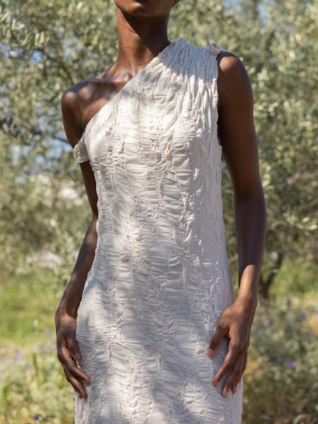 画像12: 【40%OFF】［ESTHE］ONE SHOULDER JACQUARD MAXI DRESS  ジャガードワンショルダーマキシドレス - OFF WHITE (12)