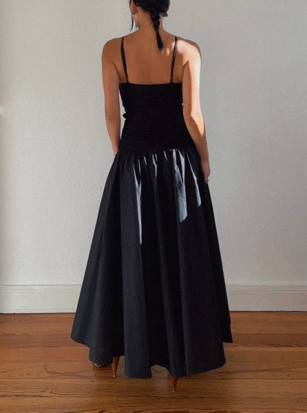 画像7: ESTHE - Mixed Jersey Ruched Maxi Dress 異素材ミックスドレス- Black (7)